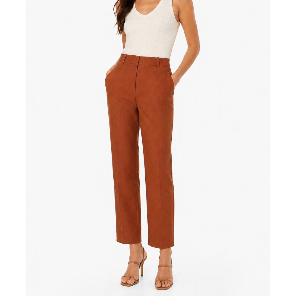 Vince Terracotta Linen Blend Tapered Ankle Trousers Career Casual Pants Size 4
